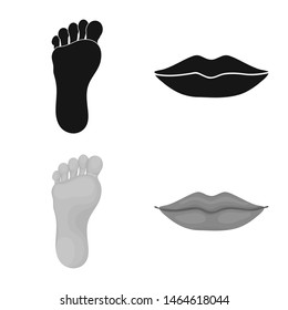Vector design of body and part logo. Collection of body and anatomy vector icon for stock.