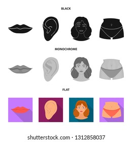 Vector design of body and part sign. Collection of body and anatomy vector icon for stock.