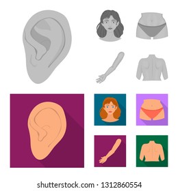 Vector design of body and part sign. Set of body and anatomy vector icon for stock.