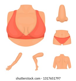 Vector design of body and part sign. Set of body and anatomy stock symbol for web.