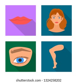 Vector design of body and part sign. Collection of body and anatomy stock symbol for web.
