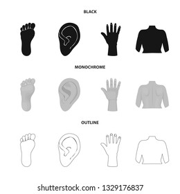 Vector design of body and part sign. Collection of body and anatomy vector icon for stock.