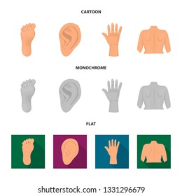 Vector design of body and part sign. Set of body and anatomy vector icon for stock.