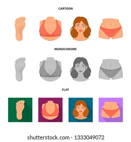 Vector design of body and part sign. Collection of body and anatomy stock vector illustration.