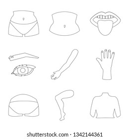 Vector design of body and part sign. Collection of body and anatomy stock vector illustration.