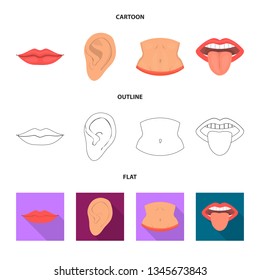 Vector design of body and part sign. Collection of body and anatomy vector icon for stock.
