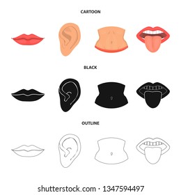 Vector design of body and part sign. Set of body and anatomy stock symbol for web.