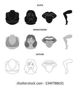 Vector design of body and part sign. Collection of body and anatomy stock vector illustration.