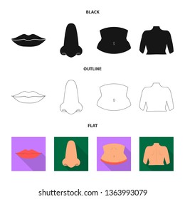 Vector design of body and part sign. Collection of body and anatomy stock vector illustration.
