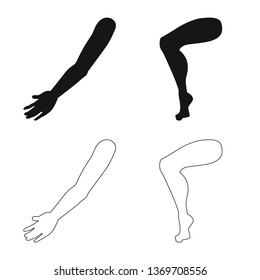 Vector design of body and part sign. Set of body and anatomy vector icon for stock.