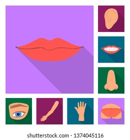 Vector design of body and part sign. Collection of body and anatomy stock vector illustration.