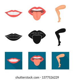 Vector design of body and part sign. Collection of body and anatomy vector icon for stock.