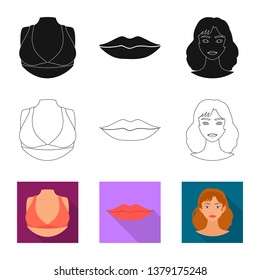 Vector design of body and part sign. Set of body and anatomy stock vector illustration.