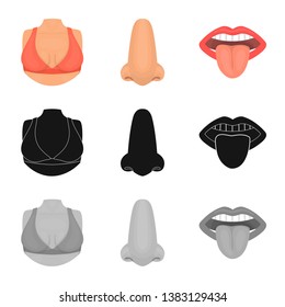 Vector design of body and part sign. Set of body and anatomy vector icon for stock.