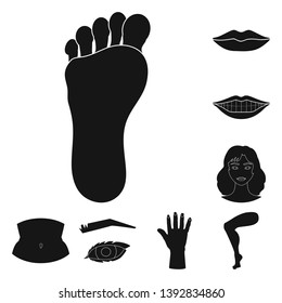 Vector design of body and part sign. Set of body and anatomy stock symbol for web.