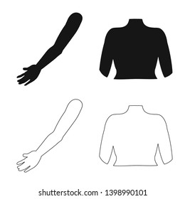 Vector design of body and part sign. Set of body and anatomy vector icon for stock.