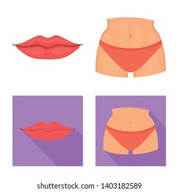 Vector design of body and part sign. Collection of body and anatomy stock symbol for web.