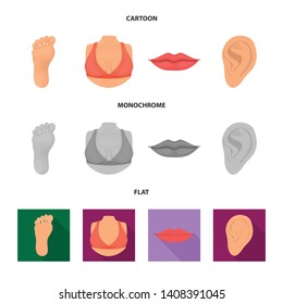 Vector design of body and part sign. Set of body and anatomy stock symbol for web.