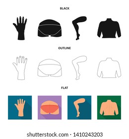 Vector design of body and part sign. Collection of body and anatomy vector icon for stock.