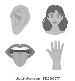 Vector design of body and part sign. Collection of body and anatomy stock symbol for web.
