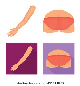 Vector design of body and part sign. Collection of body and anatomy vector icon for stock.