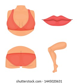 Vector design of body and part sign. Collection of body and anatomy vector icon for stock.