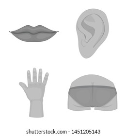 Vector design of body and part sign. Collection of body and anatomy vector icon for stock.