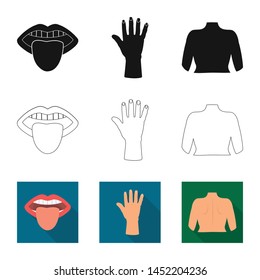 Vector design of body and part sign. Set of body and anatomy vector icon for stock.
