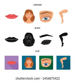 Vector design of body and part sign. Set of body and anatomy stock vector illustration.