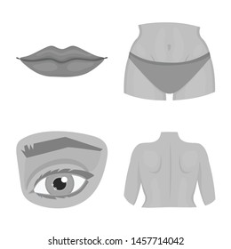 Vector design of body and part sign. Set of body and anatomy stock vector illustration.