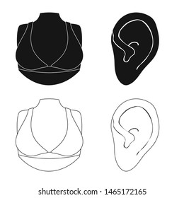 Vector design of body and part sign. Collection of body and anatomy vector icon for stock.
