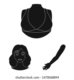 Vector design of body and part sign. Set of body and anatomy vector icon for stock.