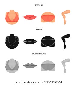 Vector design of body and part symbol. Collection of body and anatomy vector icon for stock.