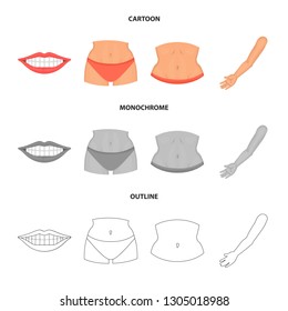 Vector design of body and part symbol. Set of body and anatomy vector icon for stock.