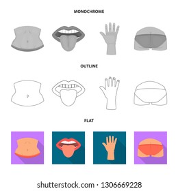 Vector design of body and part symbol. Set of body and anatomy stock vector illustration.
