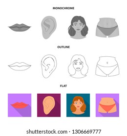 Vector design of body and part symbol. Set of body and anatomy stock symbol for web.