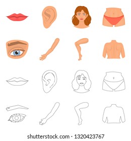 Vector design of body and part symbol. Set of body and anatomy stock symbol for web.