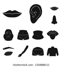 Vector design of body and part symbol. Collection of body and anatomy vector icon for stock.
