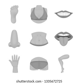 Vector design of body and part symbol. Set of body and anatomy stock symbol for web.