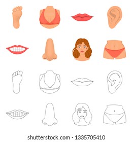 Vector design of body and part symbol. Collection of body and anatomy stock symbol for web.