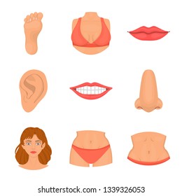 Vector design of body and part symbol. Collection of body and anatomy stock vector illustration.