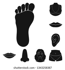 Vector design of body and part symbol. Set of body and anatomy stock vector illustration.