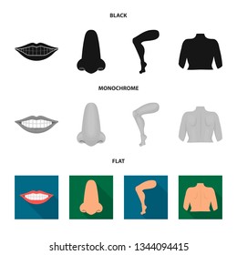 Vector design of body and part symbol. Set of body and anatomy stock vector illustration.