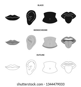 Vector design of body and part symbol. Collection of body and anatomy vector icon for stock.