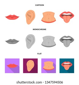 Vector design of body and part symbol. Set of body and anatomy stock vector illustration.