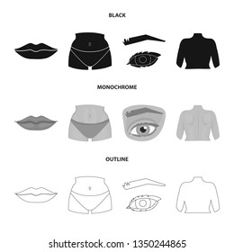 Vector design of body and part symbol. Collection of body and anatomy stock vector illustration.