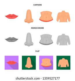 Vector design of body and part symbol. Set of body and anatomy vector icon for stock.