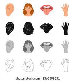 Vector design of body and part symbol. Collection of body and anatomy vector icon for stock.