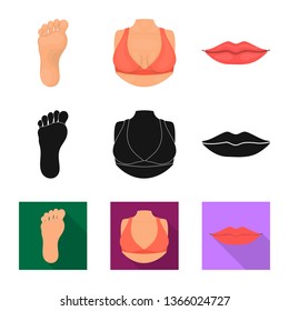 Vector design of body and part symbol. Set of body and anatomy stock symbol for web.