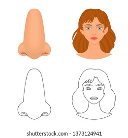 Vector design of body and part symbol. Set of body and anatomy stock vector illustration.